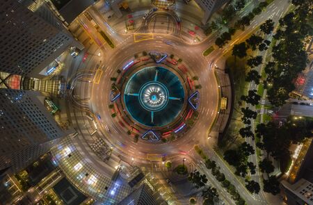 Top view of Fountain of Wealth at Suntec city in Singapore, It is landmark financial business district with skyscraper.の写真素材