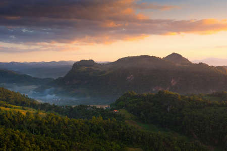 Mist at morning, Baan JABO viewpoint. Mae Hong Son, Baan JABO one of the most amazing Mist in Thailand.の写真素材