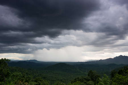 Nature environment Dark sky Big clouds Black moving storm clouds Thunderstorms on the horizon Time lapse Giant storms Fast moving Movie time Mea Mo, Lam pang Thailand.の写真素材