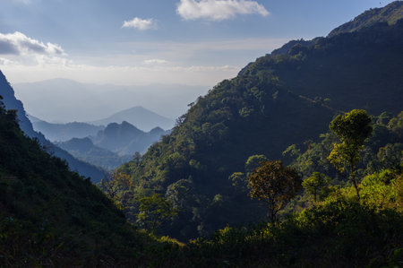 The view on the way up to Doi Luang Chiang Dao, Chiang Mai, Thailand.の写真素材