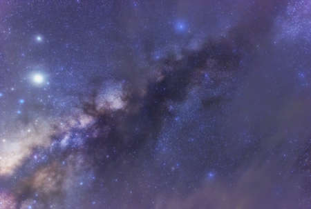 Milky way galaxy with stars and space dust in the universe, long speed exposure, Night landscape with colorful Milky Way, Starry sky  at summer, Beautiful Universe, Space background.の写真素材