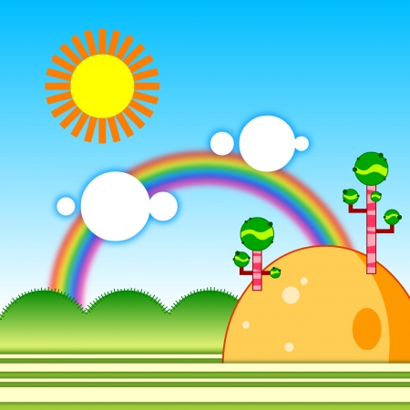 Rainbow in the sky so beautifulのイラスト素材