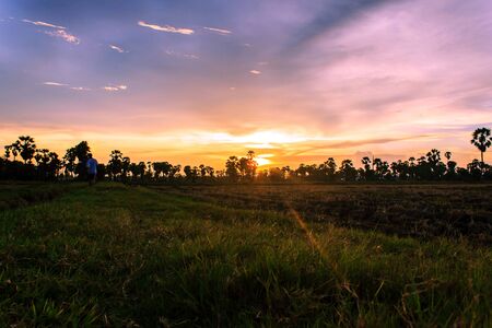 Watch the sunset at Phetchaburi Province in Thailand.の写真素材
