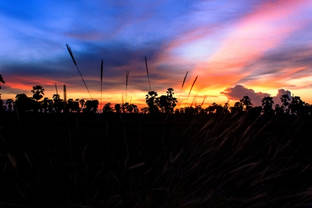Watch the sunset at Phetchaburi Province in Thailand.の写真素材