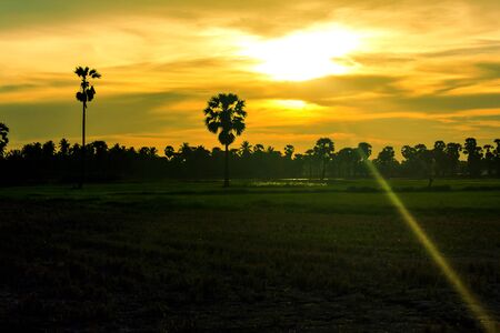 Watch the sunset at Phetchaburi Province in Thailand.の写真素材