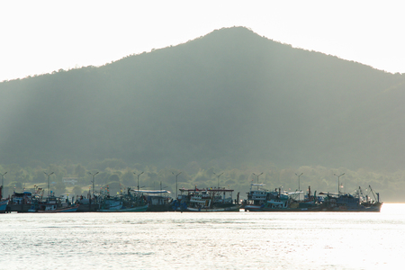 Fishing boat at Pattaya Beach in thailandの写真素材