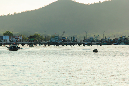 Fishing boat at Pattaya Beach in thailandの写真素材