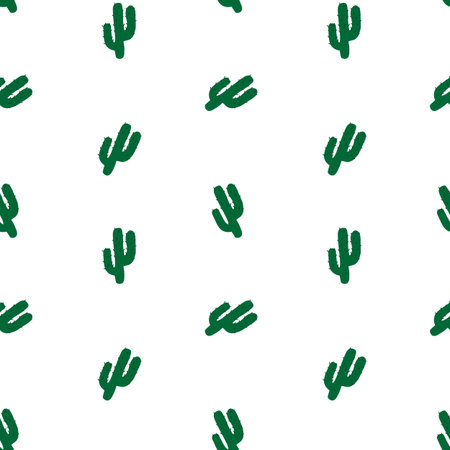 Seamless pattern green cactus vector.