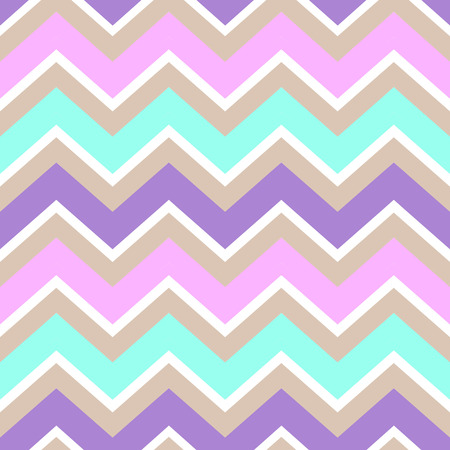 Chevron turquoise white purple pink cream color seamless pattern vector.のイラスト素材