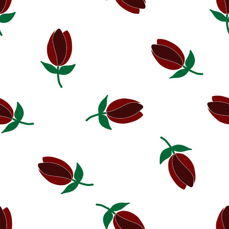 Dark red tulips roses pattern seamless vector.のイラスト素材