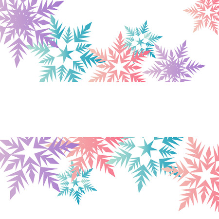 Winter banner colorful pastel pink blue purple snowflakes place for text vector.のイラスト素材