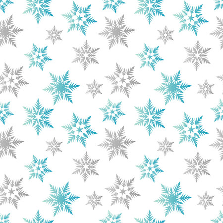 Pastel snowflakes blue gray winter seamless pattern Illustration.のイラスト素材