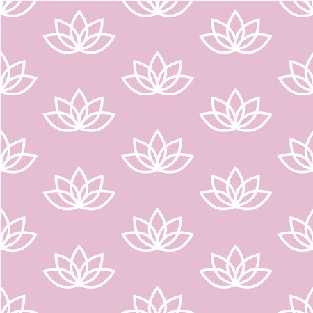 white lotus on a pink background zen pattern seamless vector.のイラスト素材