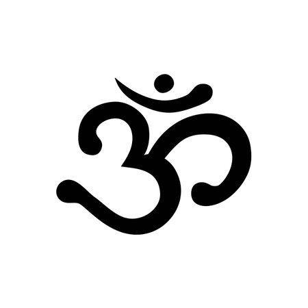 Om Aum Ohm india sumbol meditation yoga mantra hinduism buddhism zen black icon vector.