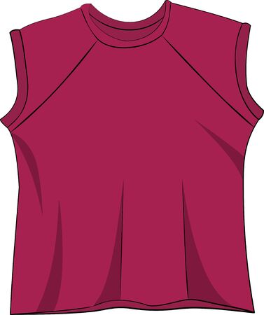 Dark red sleeveless shirt on white background.のイラスト素材
