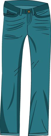Girls Jeans, front view, on white background.のイラスト素材