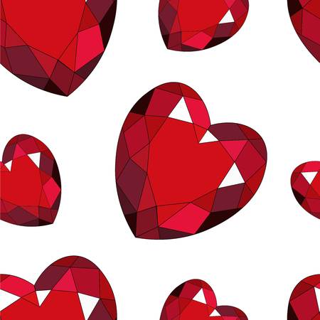 Red heart brilliant seamless patternのイラスト素材