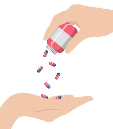 Hands with pills. health care concept.のイラスト素材