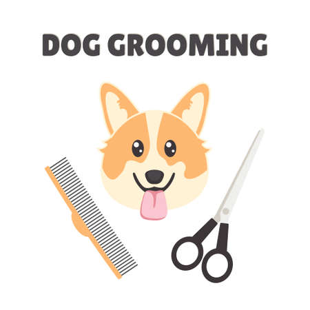 Pet grooming poster on white backgroundのイラスト素材