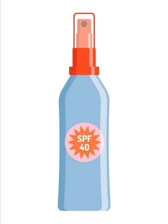 Sunscreen protection spray with SPF. Summer skin care cosmetic product template.のイラスト素材