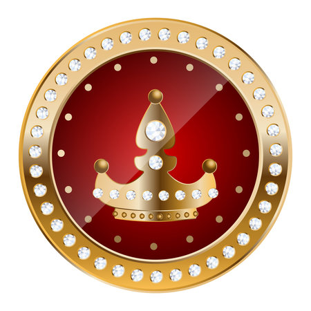 Golden chip with crown and diamondsのイラスト素材