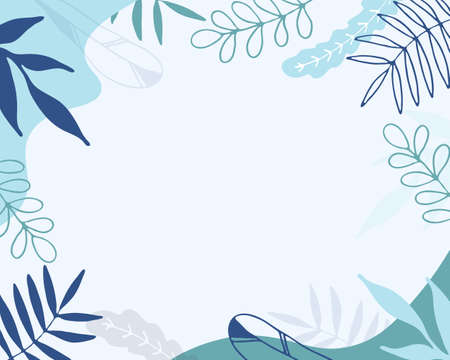 White tropical leaves on brown background banner. boho style.のイラスト素材