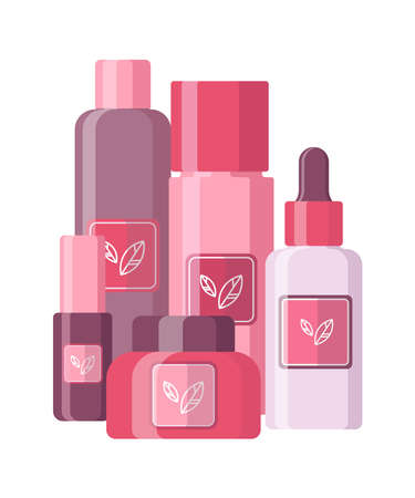 skincare cosmetics background. flat design.のイラスト素材