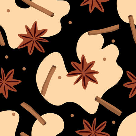 Spices seamless pattern. Background for wallpapers, textiles, papers, fabrics, web pages. Food ornament, vintage style.のイラスト素材