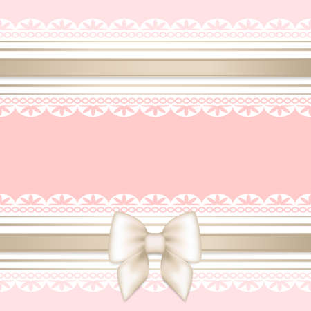 Pink background with white lace and bowのイラスト素材