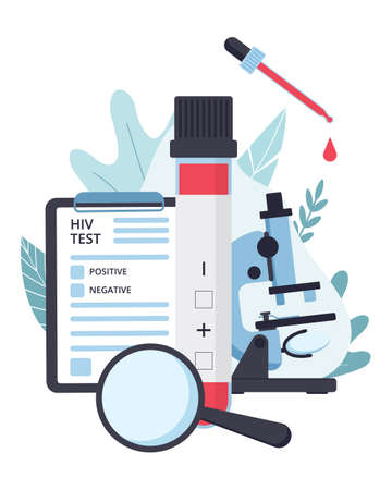 HIV test concept. HIV, AIDS World Day, disease awareness concept. Background for posters, web, banners, flyers etcのイラスト素材