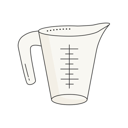 Measuring cup. Kitchenware element. Kitchen utensil and tool. Doodle style.のイラスト素材