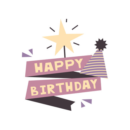 Happy birthday design for greeting cards, birthday cards, invitation cards. Flat style.のイラスト素材