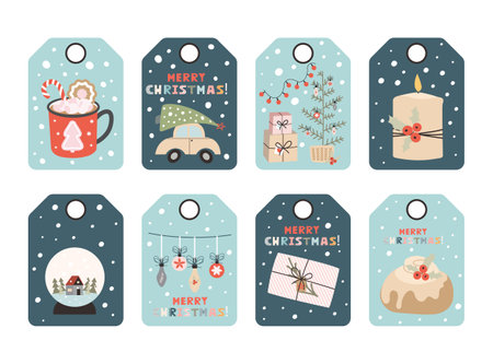 Set of Christmas objects. Cute simple scandinavian style.のイラスト素材