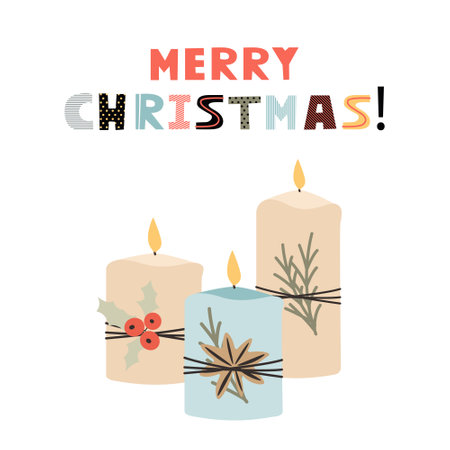 Set of Christmas objects. Cute simple scandinavian style.のイラスト素材
