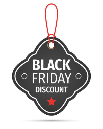 Black Friday sales tag. Black friday design, sale, discount, advertising, marketing price tag. Clothes, furnishings, cars, food sale,のイラスト素材