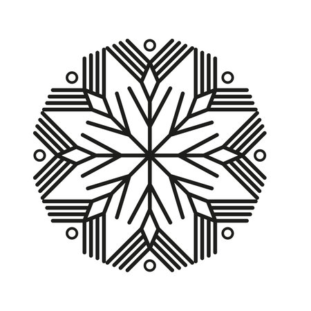 Snowflake icon isolated on white background. Christmas winter holiday decoration. vector sketch