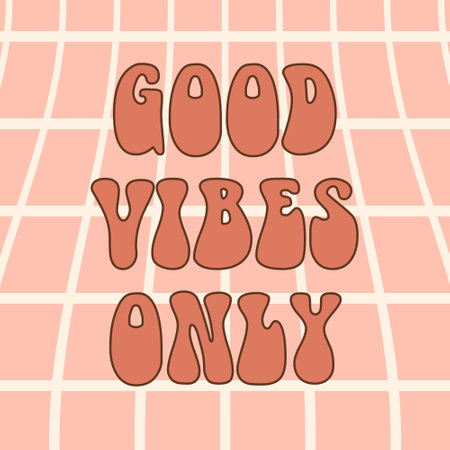 good vibes only poster. retro groovy background.のイラスト素材