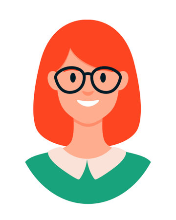 People avatar. Woman face isolated on white background. Cute vector illustration. Flat styleのイラスト素材