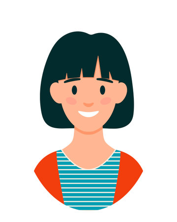 People avatar. Woman face isolated on white background. Cute vector illustration. Flat styleのイラスト素材