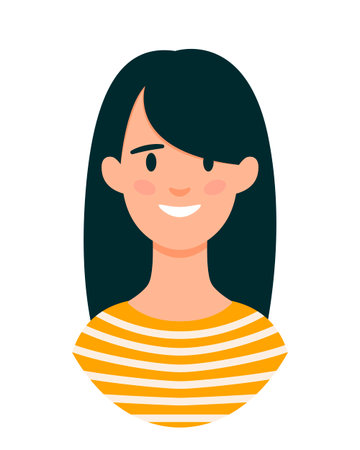 People avatar. Woman face isolated on white background. Cute vector illustration. Flat styleのイラスト素材