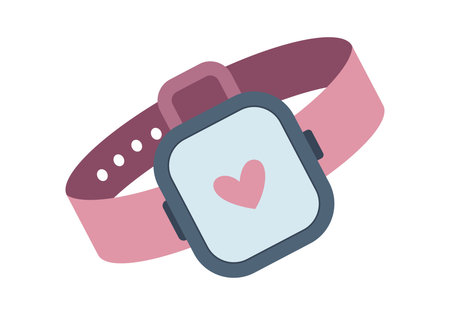 Fitness tracker app on a smart watch. Healthy lifestyle. Simple flat illustration isolated on white backgroundのイラスト素材
