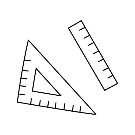 School rulers. Back to school concept. School supplies. Simple doodle illustration, object isolated on white backgroundのイラスト素材