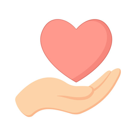Hand with heart. Cute flat styleのイラスト素材