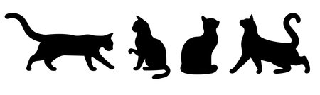 Black cat silhouettes set for Halloween designのイラスト素材