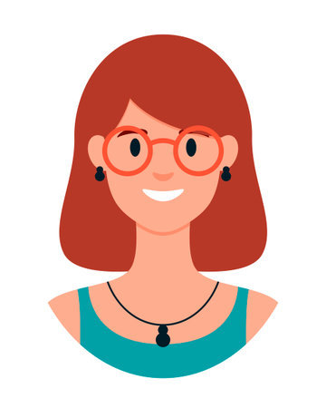 People avatar. Woman face isolated on white background. Cute vector illustration. Flat styleのイラスト素材