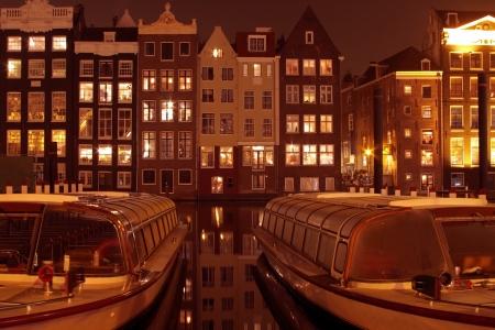 City scenic from Amsterdam by night in the Nethrlandsの写真素材