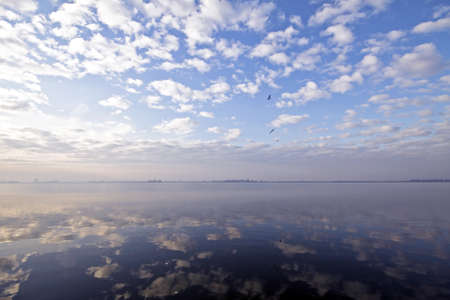 Typical dutch landscape  Water and cloudscapeの写真素材