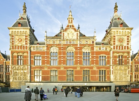 Central Station in Amsterdam the Netherlands のeditorial素材