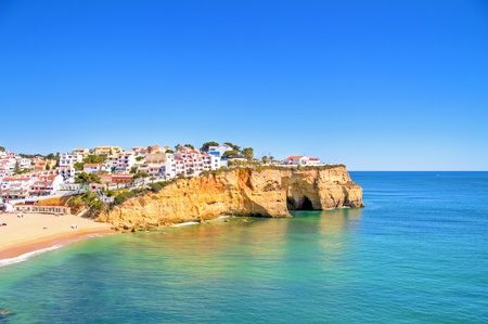 The village Carvoeiro in the Algarve Portugalの写真素材