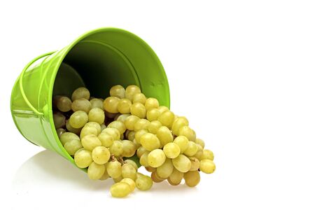 Grapes in a green bucketの写真素材
